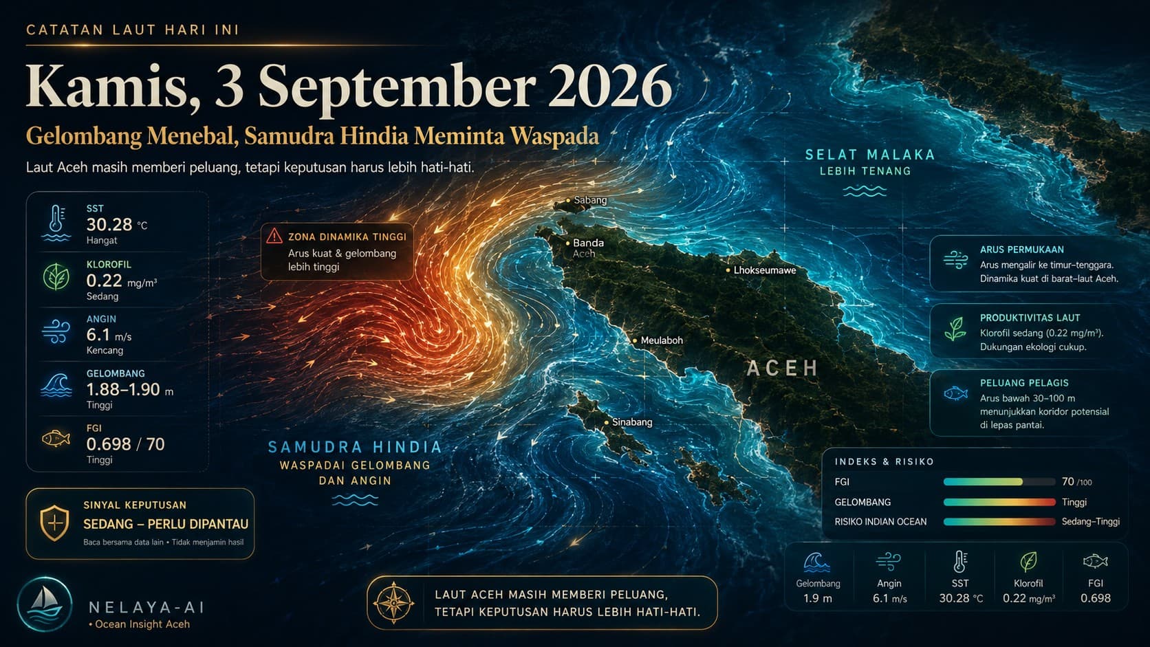 Kamis, Gelombang Menebal dan Samudra Hindia Meminta Waspada