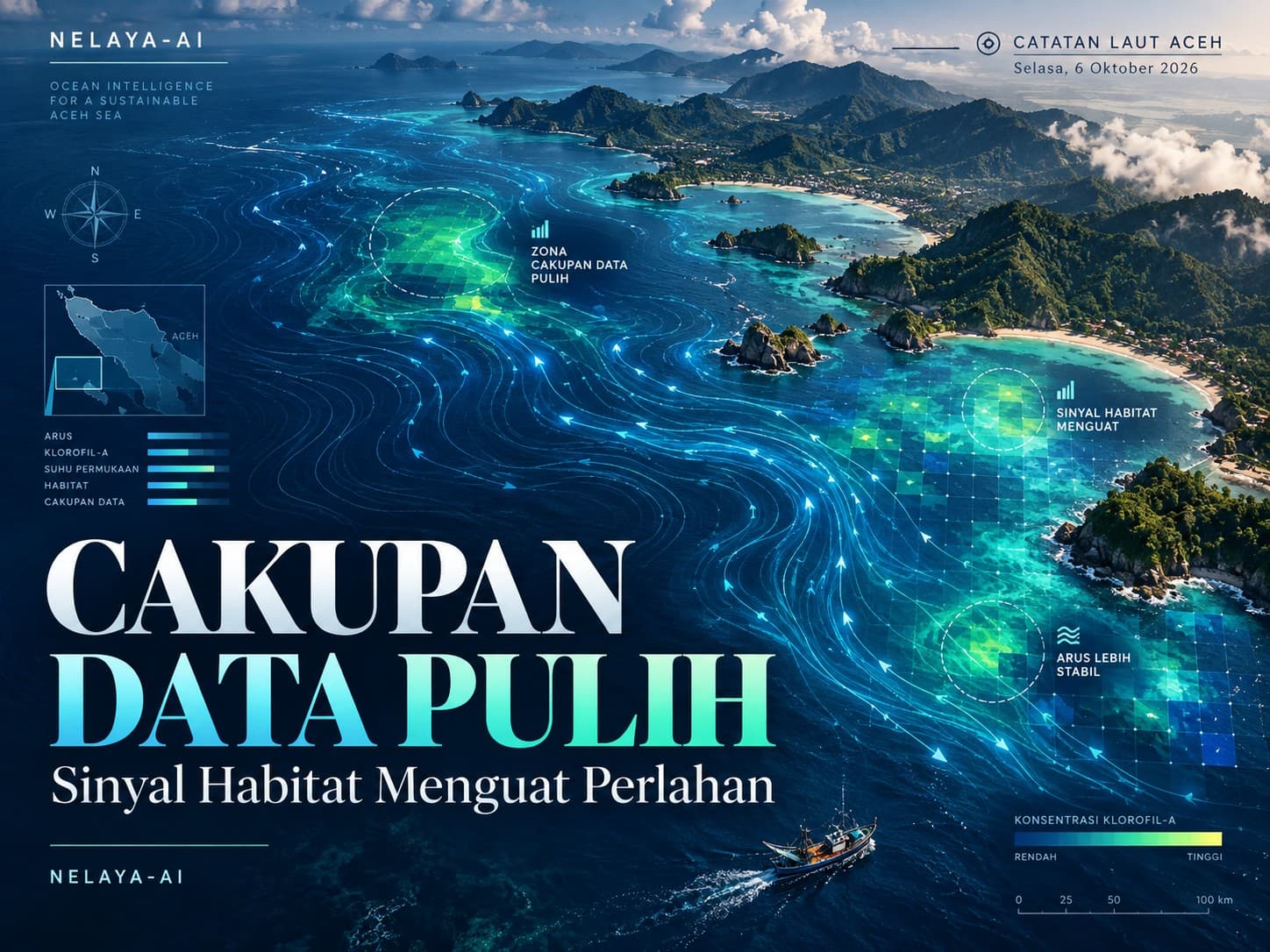 Selasa, Cakupan Data Laut Aceh Pulih dan Sinyal Habitat Menguat Perlahan
