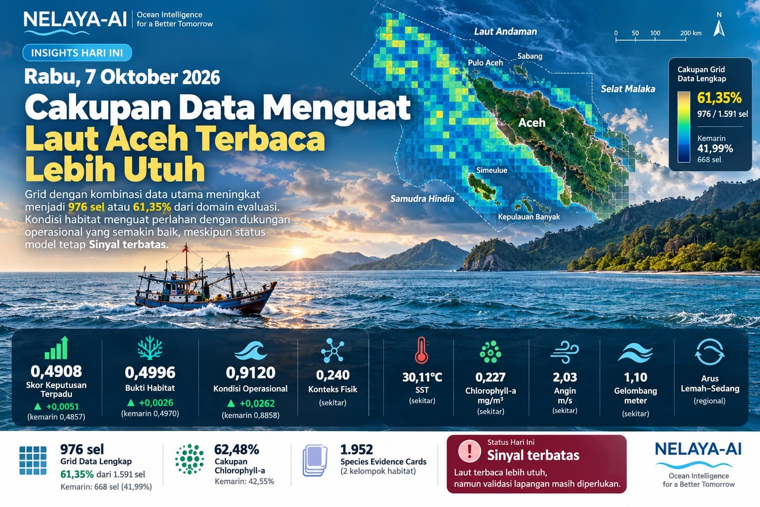 Rabu, Cakupan Data Menguat dan Laut Aceh Terbaca Lebih Utuh