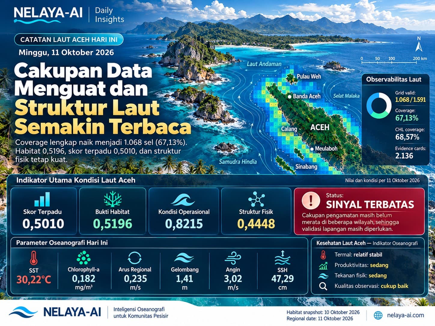 Minggu, Cakupan Data Menguat dan Struktur Laut Aceh Semakin Terbaca