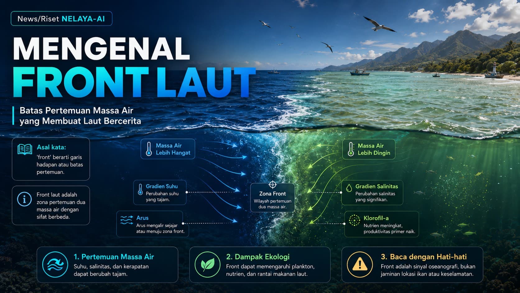 Mengenal Front Laut: Batas Pertemuan Massa Air yang Membuat Laut Bercerita