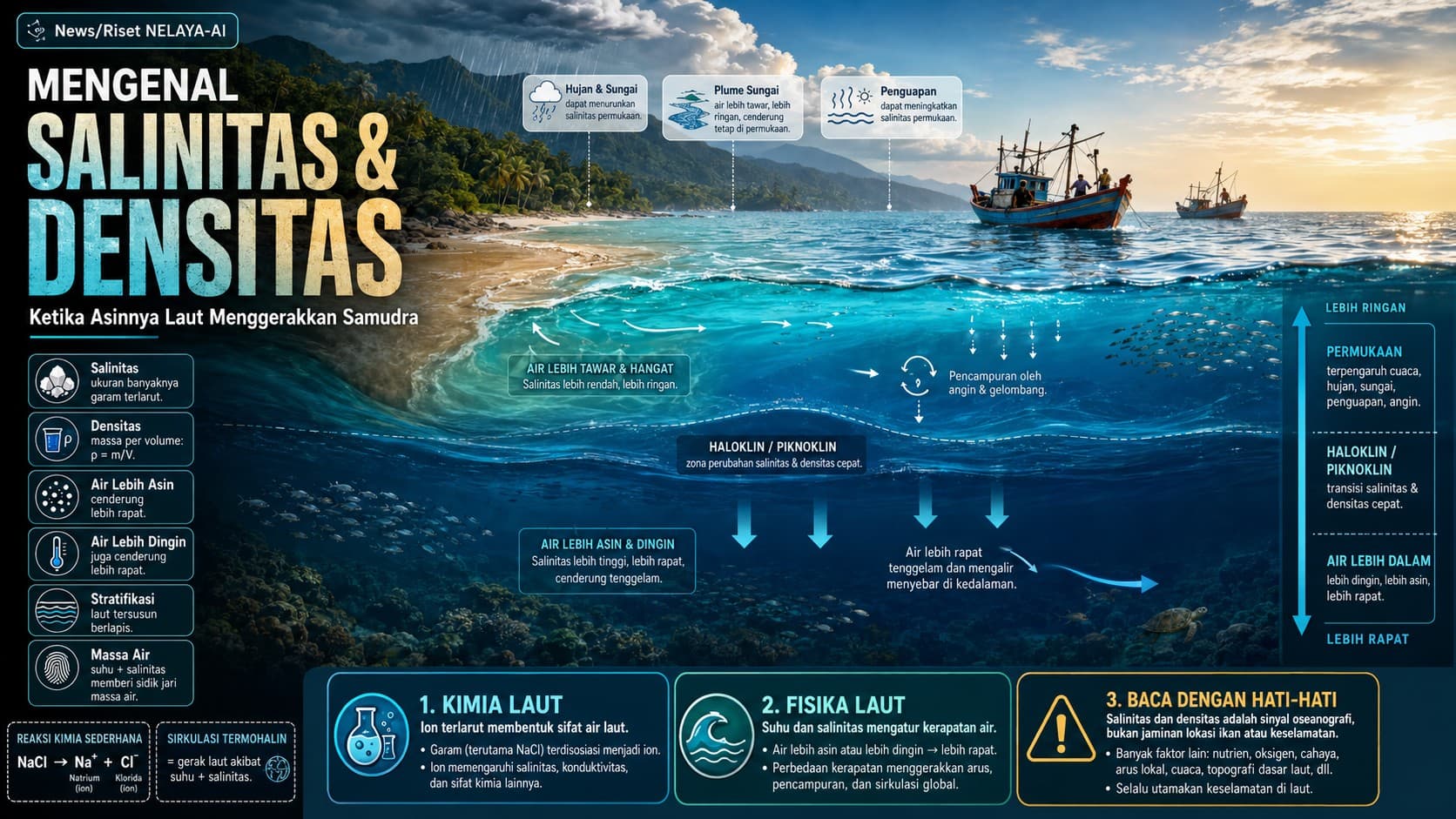Mengenal Salinitas dan Densitas: Ketika Asinnya Laut Menggerakkan Samudra