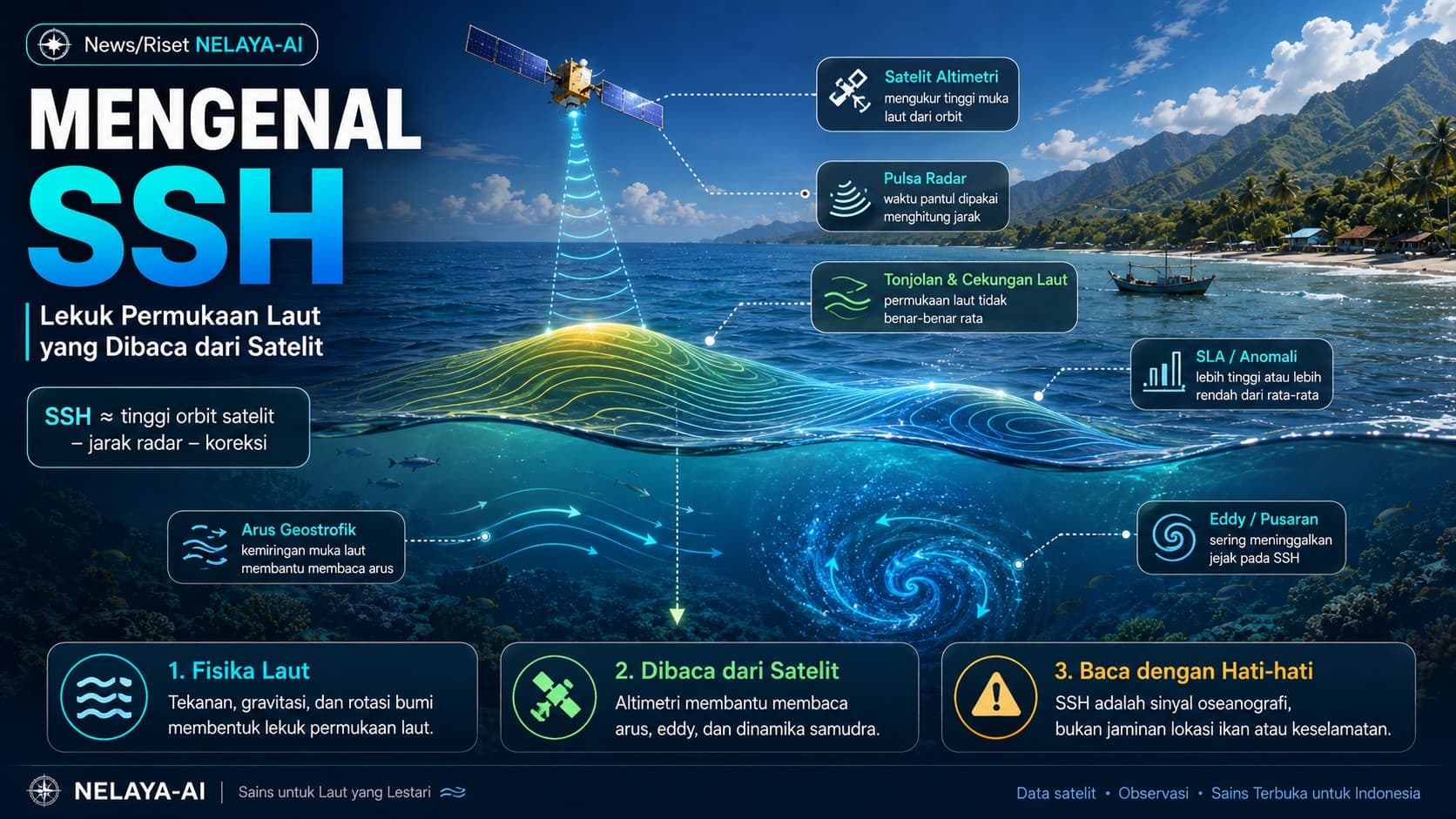 Mengenal SSH: Lekuk Permukaan Laut yang Dibaca dari Satelit