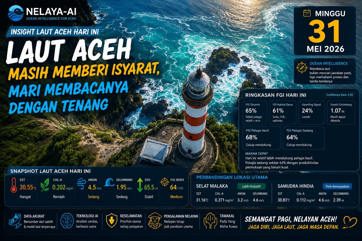 Minggu, Laut Masih Memberi Isyarat Namun Membutuhkan Kesabaran