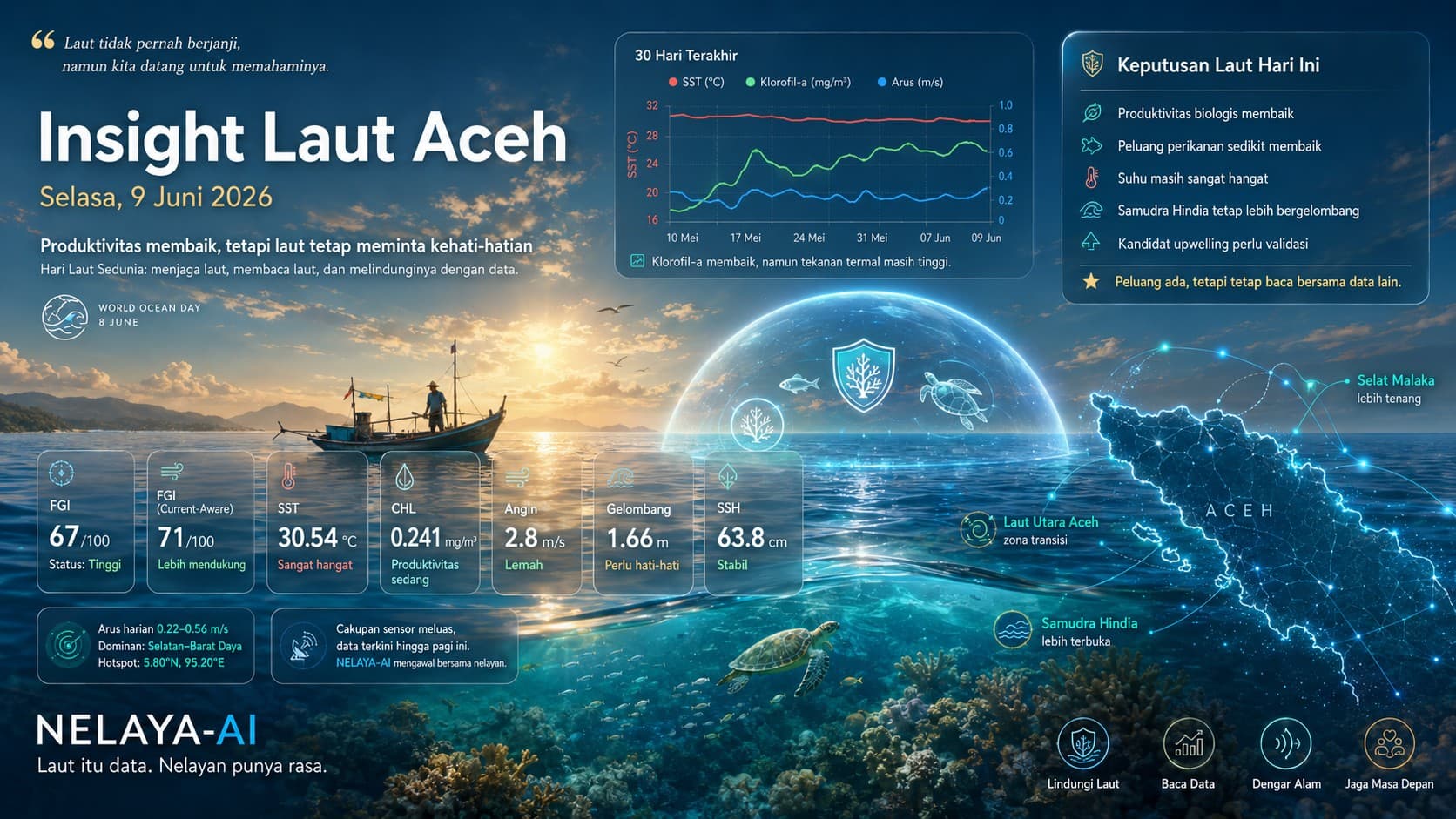 Selasa, Produktivitas Membaik tetapi Laut Aceh Tetap Meminta Kehati-hatian