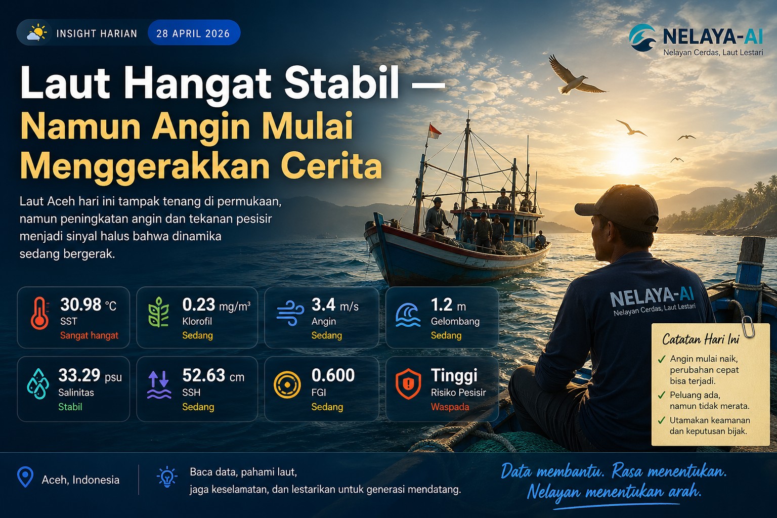 Laut Hangat Stabil — Namun Angin Mulai Menggerakkan Cerita