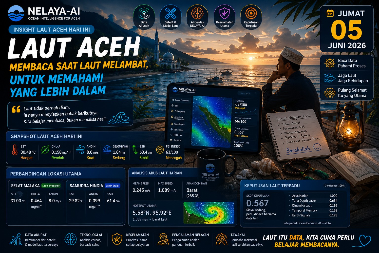 Jumat, Membaca Laut Aceh Saat Produktivitas Permukaan Melambat