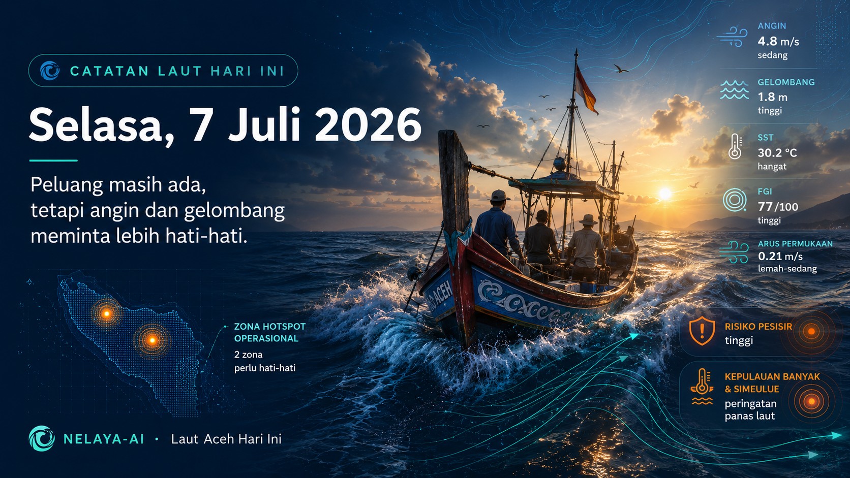 Selasa, Peluang Masih Ada tetapi Angin dan Gelombang Meminta Lebih Hati-hati