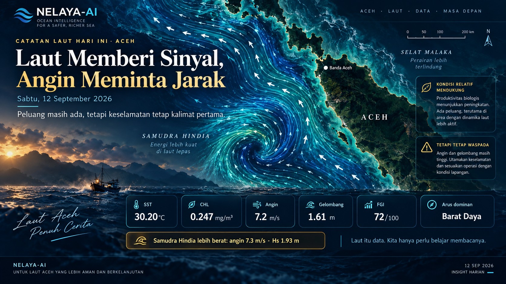 Sabtu, Laut Memberi Sinyal, tetapi Angin Meminta Jarak